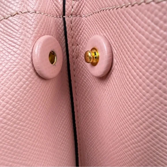 Prada Pink Saffiano Leather Tote Bag Gold Hardware Made in Italy - Picture 15 of 17